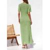imagePRETTYGARDEN Womens Eyelet Cover Up Dress 2025 Summer Vacation Resort Maxi Dresses Beach Short Sleeve Hollow Out SundressMint Green