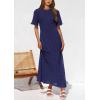 imagePRETTYGARDEN Womens Eyelet Cover Up Dress 2025 Summer Vacation Resort Maxi Dresses Beach Short Sleeve Hollow Out SundressNavy
