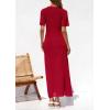 imagePRETTYGARDEN Womens Eyelet Cover Up Dress 2025 Summer Vacation Resort Maxi Dresses Beach Short Sleeve Hollow Out SundressRed