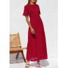 imagePRETTYGARDEN Womens Eyelet Cover Up Dress 2025 Summer Vacation Resort Maxi Dresses Beach Short Sleeve Hollow Out SundressRed