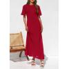 imagePRETTYGARDEN Womens Eyelet Cover Up Dress 2025 Summer Vacation Resort Maxi Dresses Beach Short Sleeve Hollow Out SundressRed