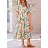 imagePRETTYGARDEN Womens Summer Beach Maxi Dress Short Sleeve Buttons Tiered Ruffle A Line Swing DressesFloral White Apricot