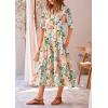 imagePRETTYGARDEN Womens Summer Beach Maxi Dress Short Sleeve Buttons Tiered Ruffle A Line Swing DressesFloral White Apricot