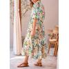 imagePRETTYGARDEN Womens Summer Beach Maxi Dress Short Sleeve Buttons Tiered Ruffle A Line Swing DressesFloral White Apricot