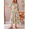 imagePRETTYGARDEN Womens Summer Beach Maxi Dress Short Sleeve Buttons Tiered Ruffle A Line Swing DressesFloral White Apricot