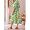 imagePRETTYGARDEN Womens Summer Beach Maxi Dress Short Sleeve Buttons Tiered Ruffle A Line Swing DressesFloral White Yellow
