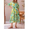 imagePRETTYGARDEN Womens Summer Beach Maxi Dress Short Sleeve Buttons Tiered Ruffle A Line Swing DressesFloral White Yellow