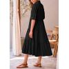 imagePRETTYGARDEN Womens Summer Beach Maxi Dress Short Sleeve Buttons Tiered Ruffle A Line Swing DressesSolid Black