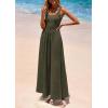 imagePRETTYGARDEN Womens Summer Casual Scoop Neck Sleeveless Long Dresses Tank Top Patchwork Aline Swing Maxi Dress with PocketsArmy Green