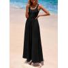 imagePRETTYGARDEN Womens Summer Casual Scoop Neck Sleeveless Long Dresses Tank Top Patchwork Aline Swing Maxi Dress with PocketsBlack