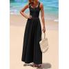 imagePRETTYGARDEN Womens Summer Casual Scoop Neck Sleeveless Long Dresses Tank Top Patchwork Aline Swing Maxi Dress with PocketsBlack