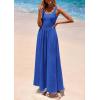 imagePRETTYGARDEN Womens Summer Casual Scoop Neck Sleeveless Long Dresses Tank Top Patchwork Aline Swing Maxi Dress with PocketsBlue