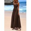 imagePRETTYGARDEN Womens Summer Casual Scoop Neck Sleeveless Long Dresses Tank Top Patchwork Aline Swing Maxi Dress with PocketsDark Coffee