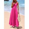 imagePRETTYGARDEN Womens Summer Casual Scoop Neck Sleeveless Long Dresses Tank Top Patchwork Aline Swing Maxi Dress with PocketsRose Red