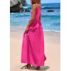imagePRETTYGARDEN Womens Summer Casual Scoop Neck Sleeveless Long Dresses Tank Top Patchwork Aline Swing Maxi Dress with PocketsRose Red