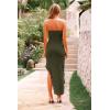 imagePRETTYGARDEN Womens Summer Maxi Dresses 2025 Strapless Tube Ruffle Asymmetrical Bodycon Party Cocktail Formal Long DressArmy Green