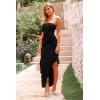 imagePRETTYGARDEN Womens Summer Maxi Dresses 2025 Strapless Tube Ruffle Asymmetrical Bodycon Party Cocktail Formal Long DressBlack
