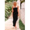 imagePRETTYGARDEN Womens Summer Maxi Dresses 2025 Strapless Tube Ruffle Asymmetrical Bodycon Party Cocktail Formal Long DressBlack