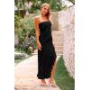 imagePRETTYGARDEN Womens Summer Maxi Dresses 2025 Strapless Tube Ruffle Asymmetrical Bodycon Party Cocktail Formal Long DressBlack