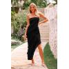 imagePRETTYGARDEN Womens Summer Maxi Dresses 2025 Strapless Tube Ruffle Asymmetrical Bodycon Party Cocktail Formal Long DressBlack