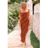 imagePRETTYGARDEN Womens Summer Maxi Dresses 2025 Strapless Tube Ruffle Asymmetrical Bodycon Party Cocktail Formal Long DressCaramel