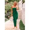 imagePRETTYGARDEN Womens Summer Maxi Dresses 2025 Strapless Tube Ruffle Asymmetrical Bodycon Party Cocktail Formal Long DressDark Green