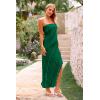 imagePRETTYGARDEN Womens Summer Maxi Dresses 2025 Strapless Tube Ruffle Asymmetrical Bodycon Party Cocktail Formal Long DressDark Green