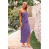 imagePRETTYGARDEN Womens Summer Maxi Dresses 2025 Strapless Tube Ruffle Asymmetrical Bodycon Party Cocktail Formal Long DressGrey Purple