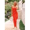 imagePRETTYGARDEN Womens Summer Maxi Dresses 2025 Strapless Tube Ruffle Asymmetrical Bodycon Party Cocktail Formal Long DressOrange