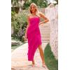imagePRETTYGARDEN Womens Summer Maxi Dresses 2025 Strapless Tube Ruffle Asymmetrical Bodycon Party Cocktail Formal Long DressRose Red