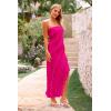 imagePRETTYGARDEN Womens Summer Maxi Dresses 2025 Strapless Tube Ruffle Asymmetrical Bodycon Party Cocktail Formal Long DressRose Red