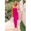 imagePRETTYGARDEN Womens Summer Maxi Dresses 2025 Strapless Tube Ruffle Asymmetrical Bodycon Party Cocktail Formal Long DressRose Red