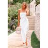 imagePRETTYGARDEN Womens Summer Maxi Dresses 2025 Strapless Tube Ruffle Asymmetrical Bodycon Party Cocktail Formal Long DressWhite