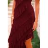 imagePRETTYGARDEN Womens Summer Maxi Dresses 2025 Strapless Tube Ruffle Asymmetrical Bodycon Party Cocktail Formal Long DressWine Red