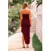 imagePRETTYGARDEN Womens Summer Maxi Dresses 2025 Strapless Tube Ruffle Asymmetrical Bodycon Party Cocktail Formal Long DressWine Red