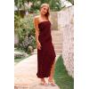 imagePRETTYGARDEN Womens Summer Maxi Dresses 2025 Strapless Tube Ruffle Asymmetrical Bodycon Party Cocktail Formal Long DressWine Red