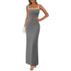 imagePRETTYGARDEN Spring Dresses for Women 2025 Summer Resort Wear Sexy Bodycon Sundress Spaghetti Strap Vacation Maxi DressGrey