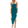 imagePRETTYGARDEN Womens Summer Maxi Dresses 2025 Strapless Tube Ruffle Asymmetrical Bodycon Party Cocktail Formal Long DressLake Blue