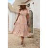 imagePRETTYGARDEN Floral Dress for Women 2025 Summer Casual Short Sleeve Maxi Dresses V Neck Tiered Flowy Boho Beach SundressApricot