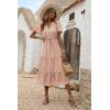 imagePRETTYGARDEN Floral Dress for Women 2025 Summer Casual Short Sleeve Maxi Dresses V Neck Tiered Flowy Boho Beach SundressApricot