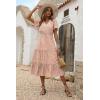 imagePRETTYGARDEN Floral Dress for Women 2025 Summer Casual Short Sleeve Maxi Dresses V Neck Tiered Flowy Boho Beach SundressApricot