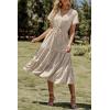 imagePRETTYGARDEN Floral Dress for Women 2025 Summer Casual Short Sleeve Maxi Dresses V Neck Tiered Flowy Boho Beach SundressApricot Leopard