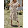 imagePRETTYGARDEN Floral Dress for Women 2025 Summer Casual Short Sleeve Maxi Dresses V Neck Tiered Flowy Boho Beach SundressApricot Leopard