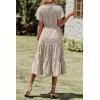 imagePRETTYGARDEN Floral Dress for Women 2025 Summer Casual Short Sleeve Maxi Dresses V Neck Tiered Flowy Boho Beach SundressApricot Leopard