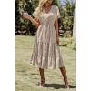 imagePRETTYGARDEN Floral Dress for Women 2025 Summer Casual Short Sleeve Maxi Dresses V Neck Tiered Flowy Boho Beach SundressApricot Leopard