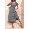 imagePRETTYGARDEN Floral Dress for Women 2025 Summer Casual Short Sleeve Maxi Dresses V Neck Tiered Flowy Boho Beach SundressBlack Floral