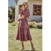 imagePRETTYGARDEN Floral Dress for Women 2025 Summer Casual Short Sleeve Maxi Dresses V Neck Tiered Flowy Boho Beach SundressBlack Red Floral
