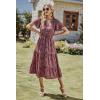 imagePRETTYGARDEN Floral Dress for Women 2025 Summer Casual Short Sleeve Maxi Dresses V Neck Tiered Flowy Boho Beach SundressBlack Red Floral