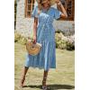 imagePRETTYGARDEN Floral Dress for Women 2025 Summer Casual Short Sleeve Maxi Dresses V Neck Tiered Flowy Boho Beach SundressBlue