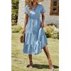 imagePRETTYGARDEN Floral Dress for Women 2025 Summer Casual Short Sleeve Maxi Dresses V Neck Tiered Flowy Boho Beach SundressBlue